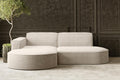 Kaiser Möbel Modena Studio Ecksofa 3 Sitzer - L Form Cord Sofa mit Ottomane links - Polstersofa 236 x 165 x 73 cm - Beige