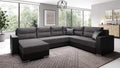 Captain U Wohnlandschaft 314 x 217 x 90 cm - 4 Sitzer Schlafcouch mit Bettkasten - Modernes Sofa mit Kissen und Webstoff - Schwarz