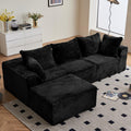 Vamcheer Ecksofa mit Schlaffunktion 3 Sitzer - Modulares Boneless L Form Sofa - Tiefe Sitzfläche 274 x 102 cm - Schwarz