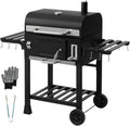 TEENO Grillwagen Holzkohlegrill XXL - Grill mit Deckel und Thermometer - Edelstahl Zubehör mit Kamin und Flaschenöffner