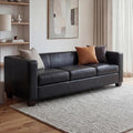 Mendler Lille 3 Sitzer Sofa - 191 x 75 x 70 cm - Schwarzes Leder mit moderner Loungeform - Couch für Wohnzimmer und Empfangsbereich