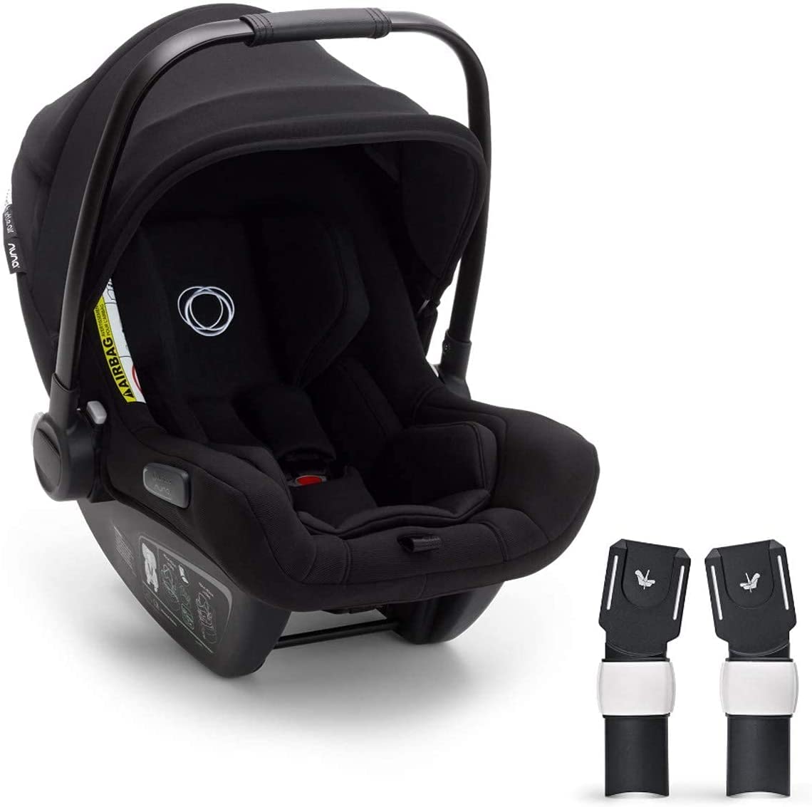 Bugaboo Turtle Air by Nuna Babyschale 2020 - Leichter Kindersitz mit ISOFIX - Großes Sonnendach und Bugaboo Fox Adapter - Schwarzer Autositz mit 3 Punkt Gurt