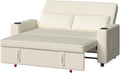 Devoko 2 Sitzer Schlafsofa - Ausziehbare Schlafcouch mit verstellbarer Rückenlehne - Beige Klappsofa mit Schlaffunktion - Für Wohnzimmer Schlafzimmer