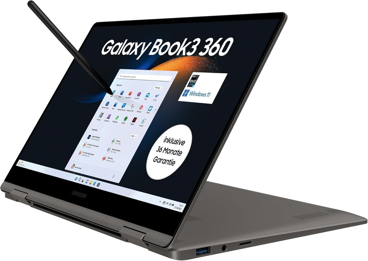Samsung Galaxy Book3 360 13 Zoll AMOLED Touchscreen 60 Hz - Intel Core i7 1360P - 16 GB RAM und 512 GB SSD - Windows 11 Home QWERTZ Graphite