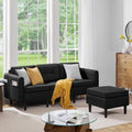 Yaheetech Ecksofa 3 Sitzer mit Polsterhocker - L Form Couch aus Leinenstoff für Wohnzimmer Schlafzimmer Wohnung - Rechts oder links stellbar - Schwarz