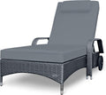 RS Trade Imola Sonnenliege extra breit - Aluminium Gestell mit Poly Rattan Geflecht - verstellbare Rückenlehne mit Auflage und Kopfteil - Silber Grau
