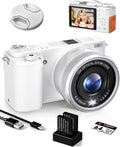 Ade Digitalkamera 64 MP - 12 fach optischer Zoom CMOS Sensor und 4K Video - 2,8 Zoll Display mit WLAN HDMI - 64 GB Karte 2 Akkus Weiß