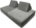 Bruni Spielsofa für Kinder - 168 x 84 x 56 cm mit 4 Sitzplätzen - Abnehmbarer Cord Bezug in Grau - XXL Schlafsofa fürs Kinderzimmer