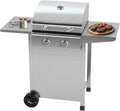 Gasgrill mit 2 Brennern 110,5 x 57,5 x 107,5 cm - Gusseisen Grillroste bis 350 Grad Celsius - Gasdruckminderer und Schlauch - zwei Ablagen Silber