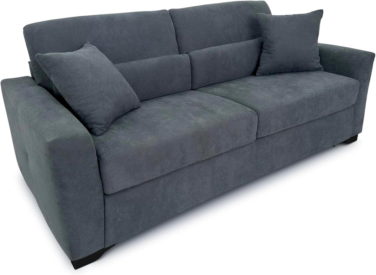 f60 Schlafsofa 3 Sitzer mit Kaltschaummatratze - Klappsofa mit CATAS Bettgestell - Schlafcouch 195 x 100 x 93 cm - Titangrau