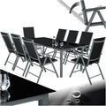 tectake Aluminium Gartenmöbel Set 81 - Klappbare Gartenstühle mit Gartentisch und Sicherheitsglas - Wetterfeste Sitzgruppe für Terrasse und Balkon - Anthrazit