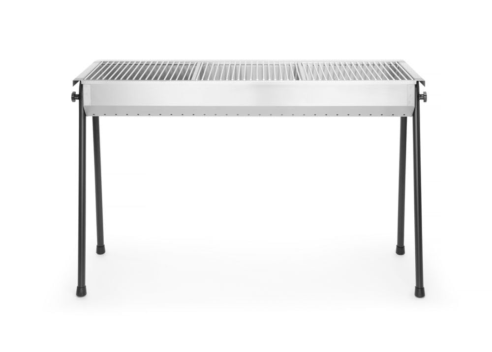 Holzkohlegrill 1145 x 380 x 770 mm - Edelstahlkonstruktion für Außenbereich - 3 Grillroste je 345 x 345 mm - abnehmbare Füße und schmutzabweisende Oberfläche