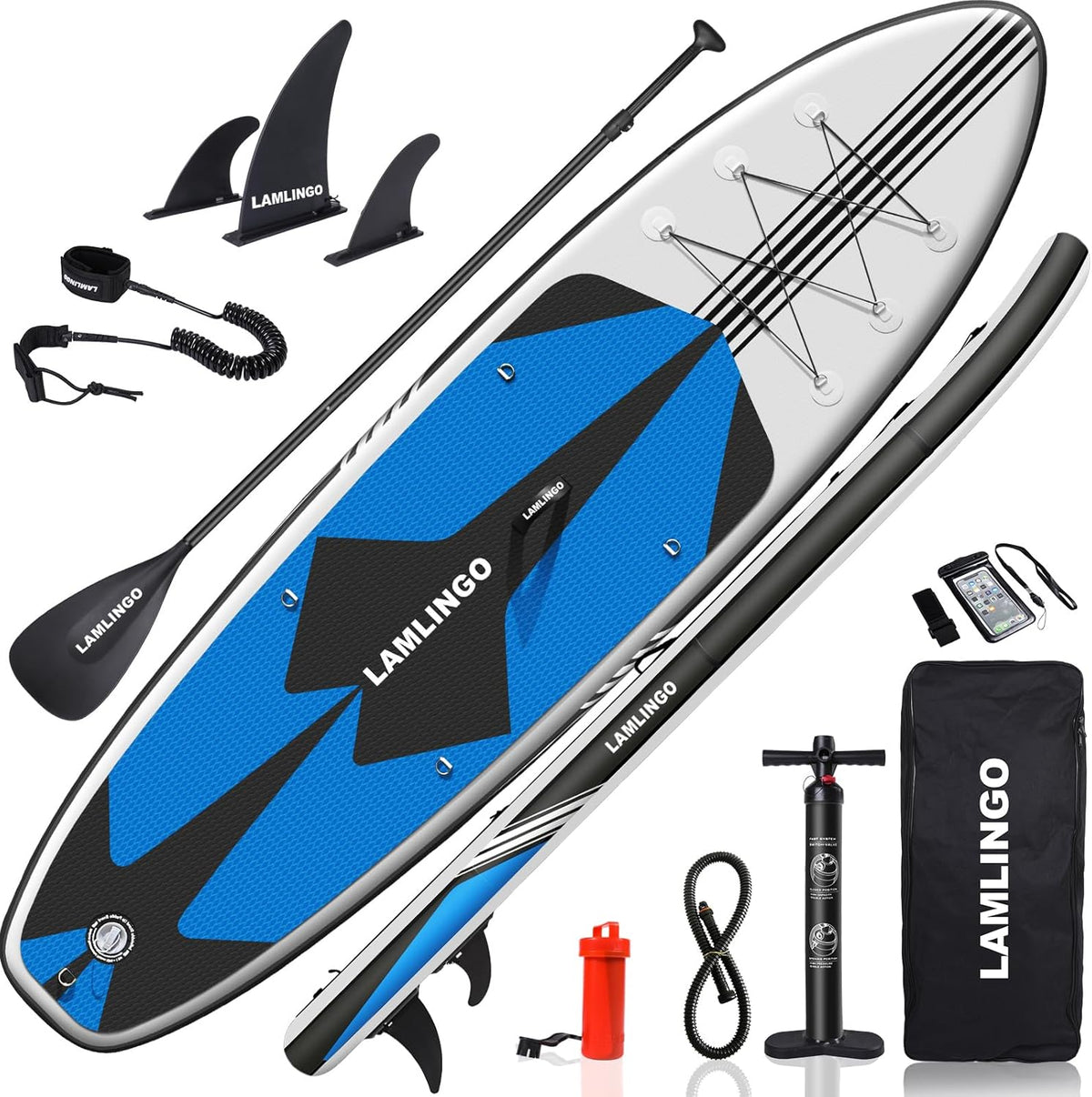 Rolimate SUP Board Set - Dickes aufblasbares Stand Up Paddle Board mit EVA und PVC Material - Paddleboard mit Rucksack Spule Leine und Zubehör