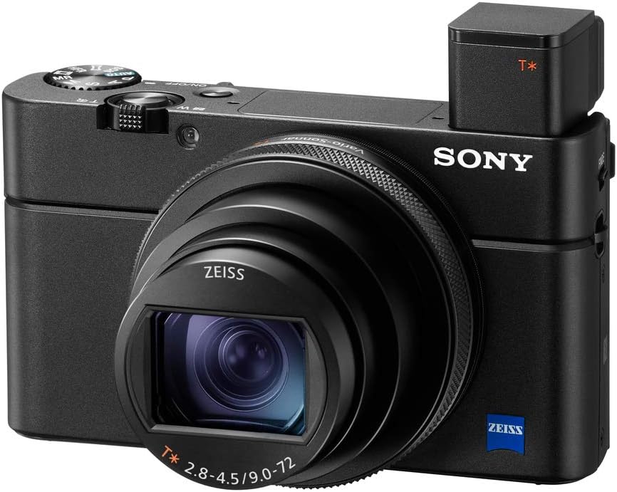 Sony RX100 VII Premium Kompaktkamera - 1 Zoll CMOS Sensor mit Zeiss 24 bis 200 mm Objektiv - 8 fach optischer Zoom - 4K Video und Augen Autofokus Schwarz