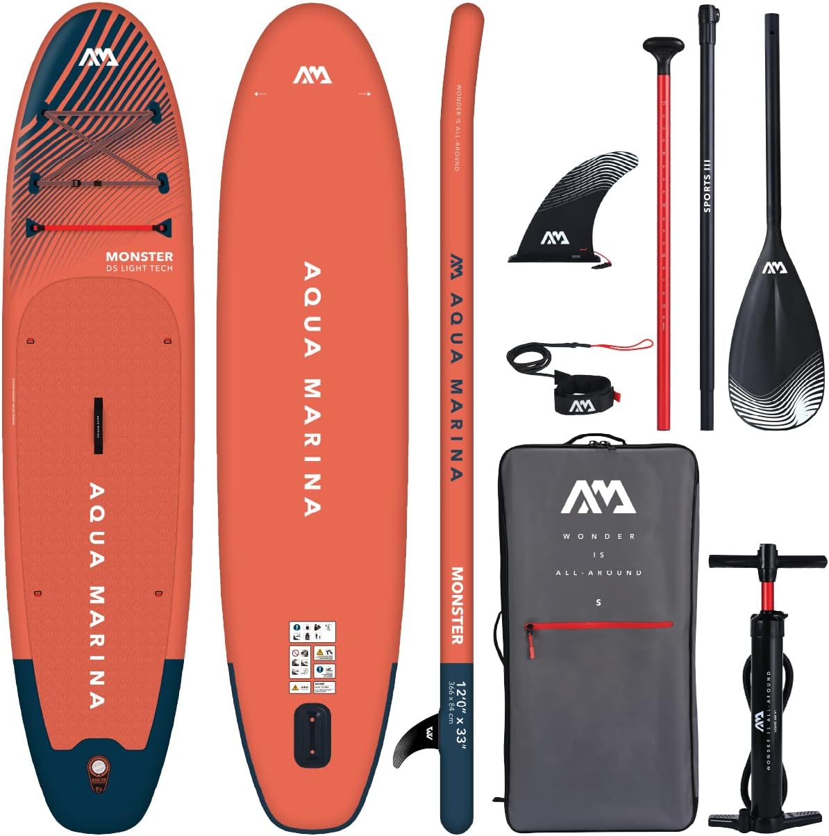Aqua Marina Aufblasbares iSUP Board Komplettset - Stand Up Paddle Board für Erwachsene - PVC Paddleboard mit Zubehör