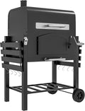 Holzkohlegrill mit Deckel 124 x 66 x 112 cm - Metall und Gusseisen - Smoker und Warmhaltefläche - Ablagen und Transportrollen Schwarz