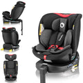 Lionelo Navy i Size Kindersitz 40 bis 150 cm - 360 Grad drehbar für rückwärts und vorwärts - ISOFIX mit Stützfuß - Verstellbare Kopfstütze und Rückenlehne Schwarz Rot