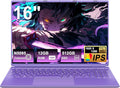 16 Zoll Laptop - Celeron N5095 bis 2,9 GHz und 1920 x 1200 Display - 12 GB RAM und 512 GB SSD - Windows 11 Nummerntastatur WiFi Mini HDMI Lila