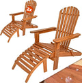 Casaria Sonnenliegen Set - 2 klappbare Liegen aus Akazienholz - 131 x 69 x 94 cm bis 160 kg belastbar - Braun mit Fußstütze und Armlehnen