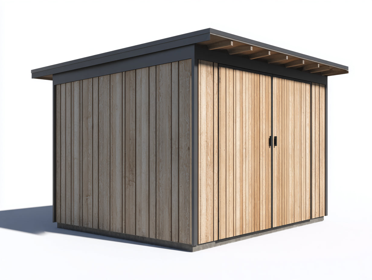 Gartenhäuser aus Holz mit Pultdach 240 x 200 x 220 cm - Natur und Anthrazit - Modernes Design mit 2 Türen