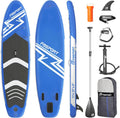 Stand Up Paddle Board 15 cm stark - aufblasbares SUP mit Polyester Konstruktion - blau für SUP und Surfen - Set mit Aluminium Paddel und Pumpe
