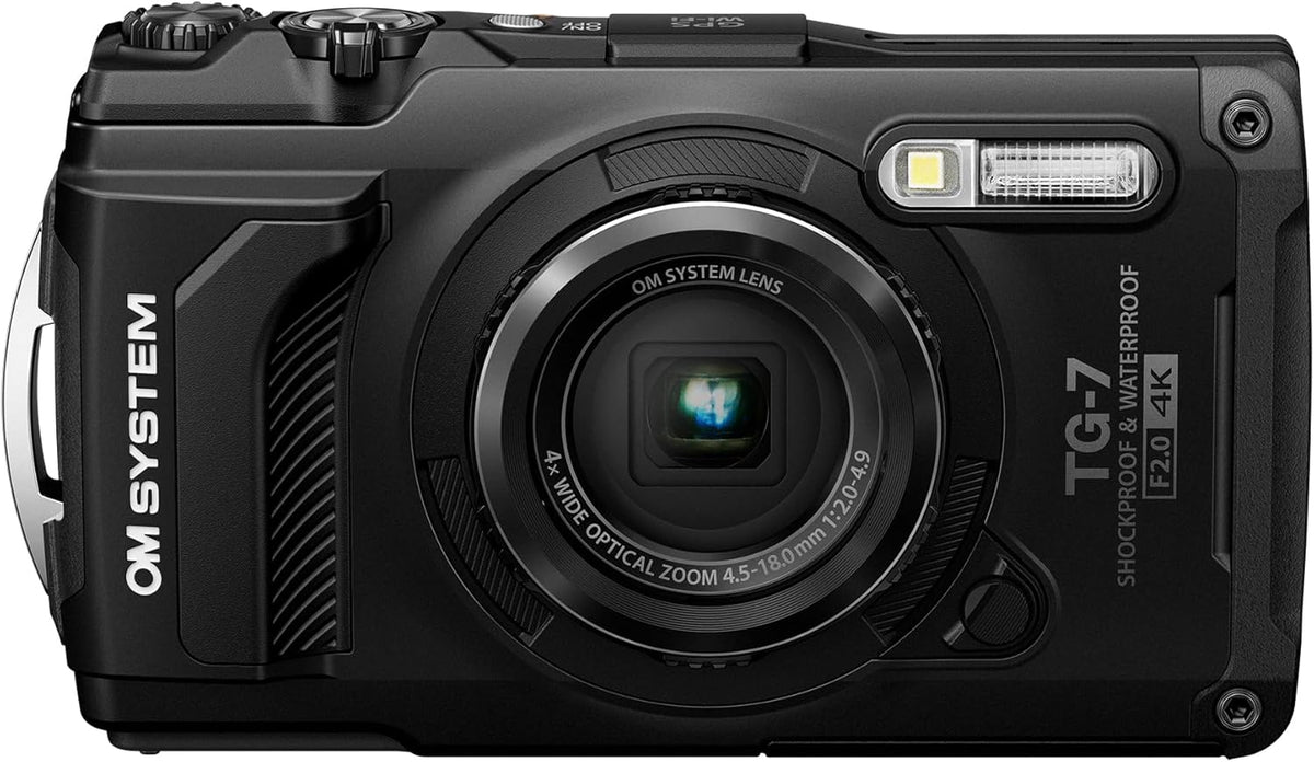 OM System Tough TG 7 Digitalkamera - 4 fach optischer Zoom bis 100 mm optische Stabilisierung - JPEG RAW Outdoor Kamera - Schwarz