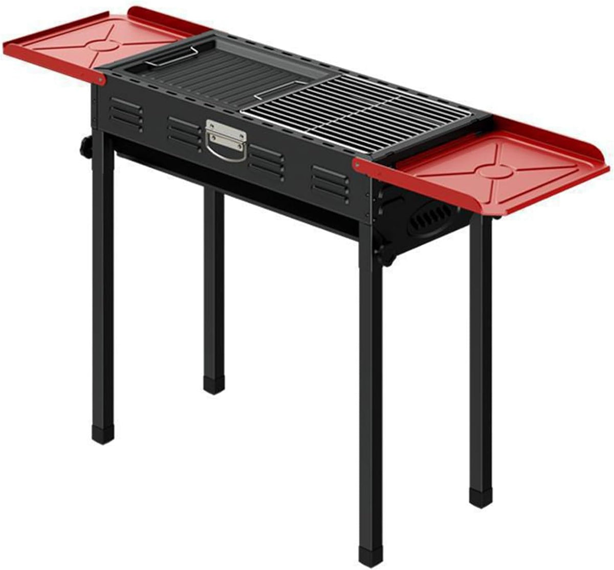Tragbarer Holzkohlegrill Edelstahl - Klappbarer Rechteckiger Camping Grill - Outdoor Grill für Terrasse und Picknick