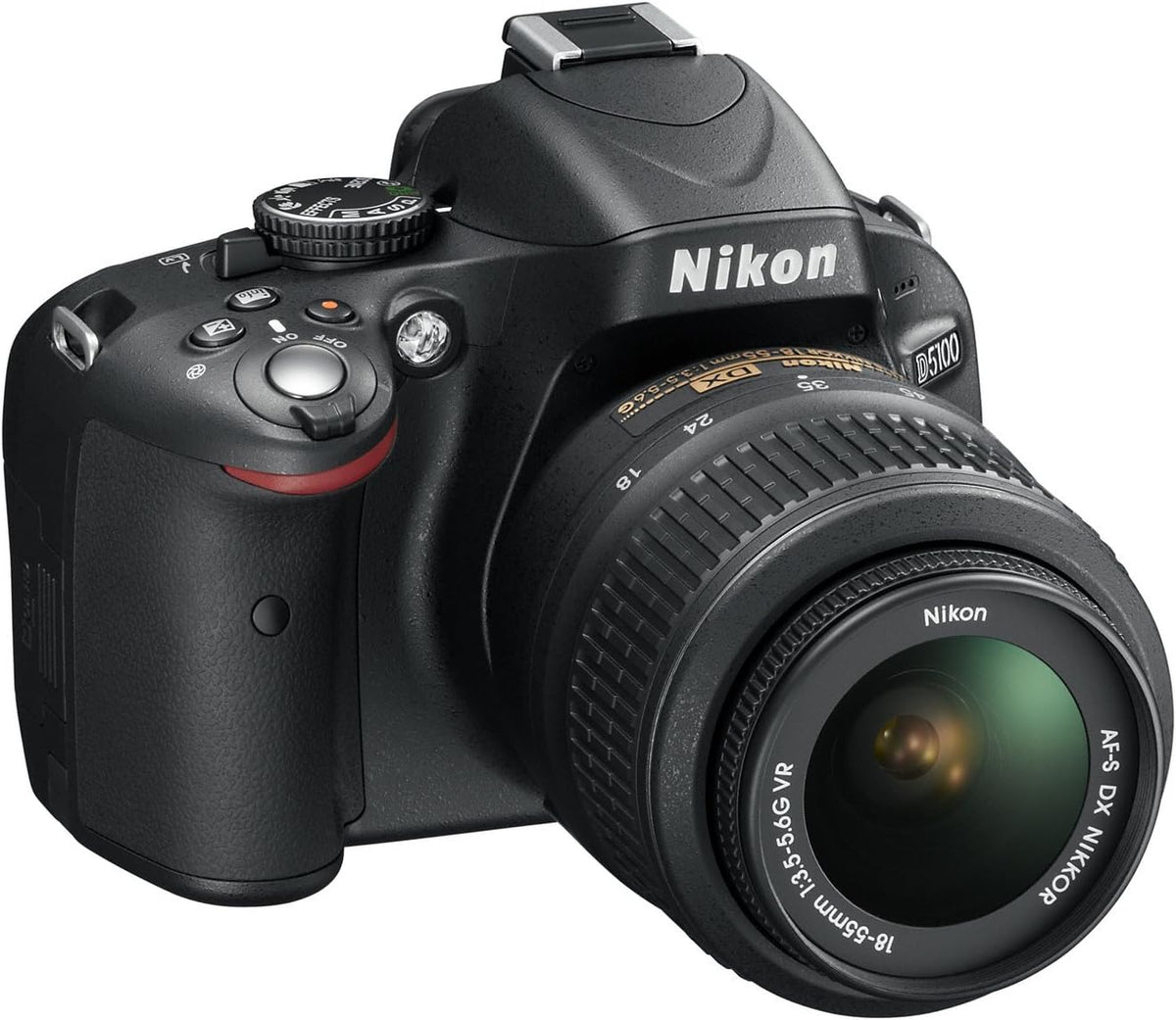 Nikon D5100 DSLR Kamera mit AF S DX 18 bis 55 mm VR - 16 MP CMOS und 3 Zoll Drehdisplay - Full HD Live View - Nikon F Schwarz