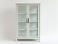 Vitrine aus Holz und Glas 90 x 40 x 150 cm - Cremeweiß - 2 Glastüren und 3 Einlegeböden für Esszimmer und Wohnzimmer