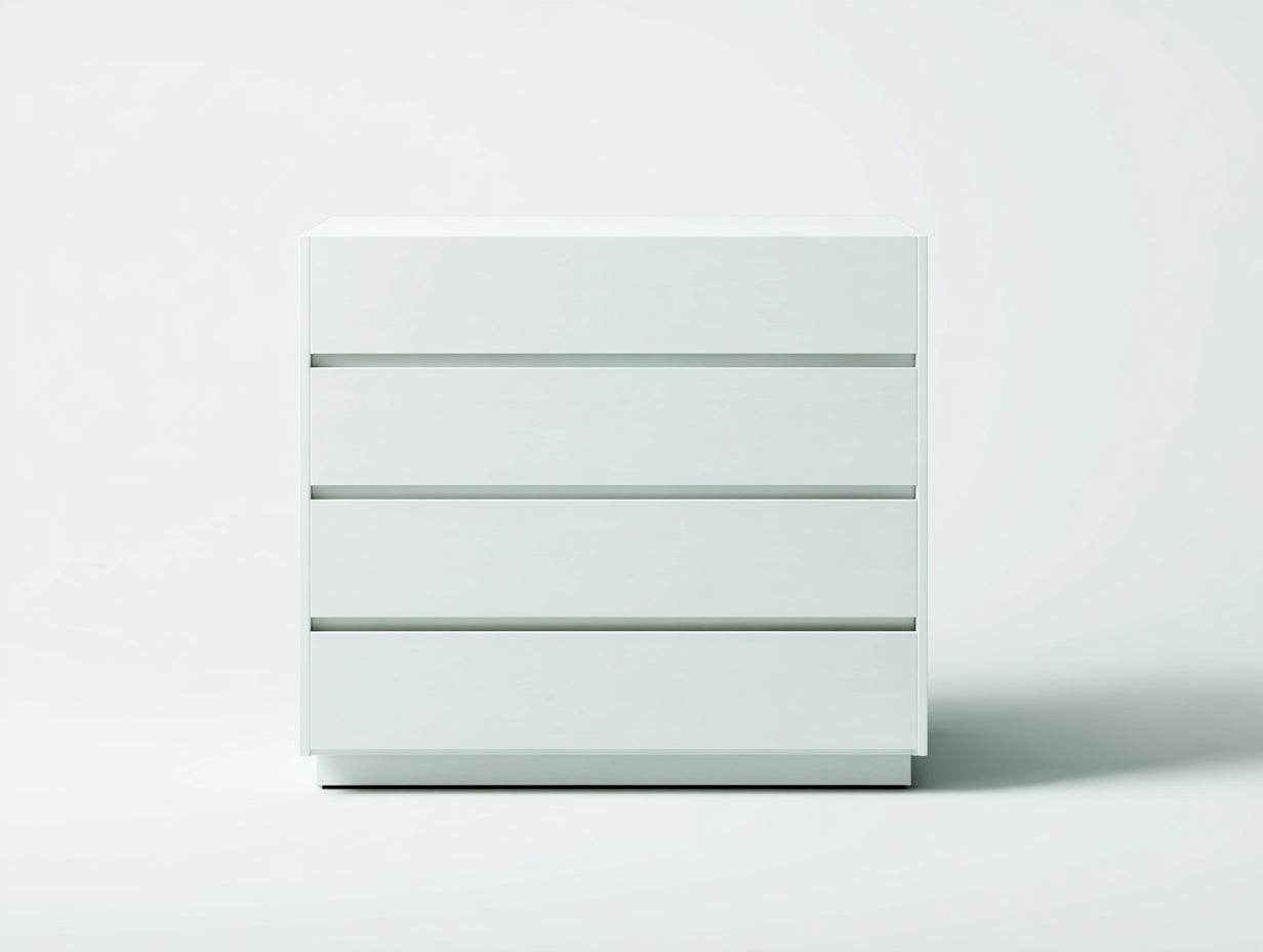 Kommode mit Schubladen Holzwerkstoff 100x42x95 cm - Weiß - moderne 4-Schubladen-Kommode mit griffloser Front