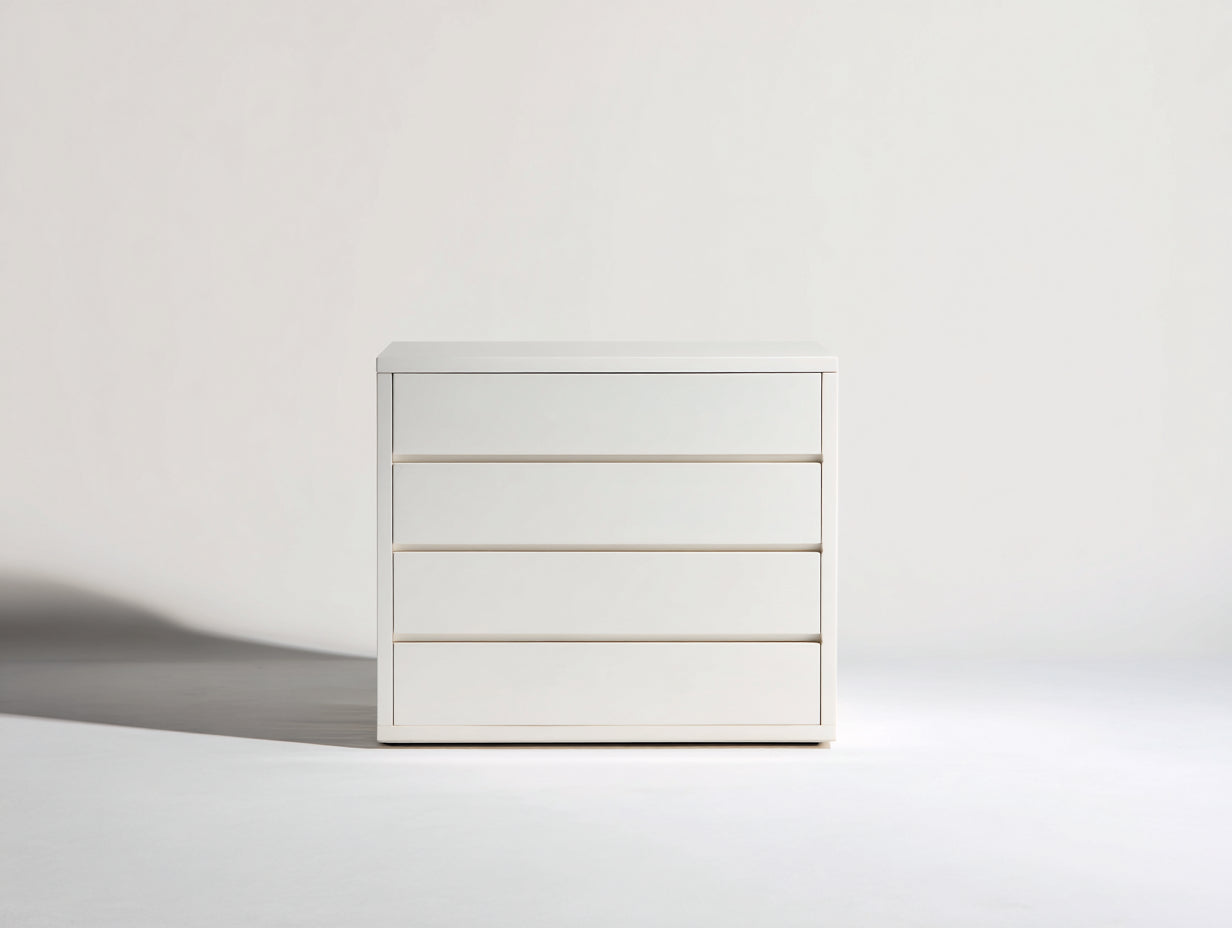Kommode mit Schubladen 80 x 40 x 85 cm - Weiß - Grifflose 4-Schubladen-Kommode im modernen Design für Schlafzimmer Flur und Wohnbereich