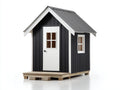 Gartenhäuser aus Holz mit 1 Tür und 2 Fenstern - 150 x 120 x 225 cm - Schwarz Weiß Natur und Grau - Kompaktes Satteldachhaus mit Vorstufe