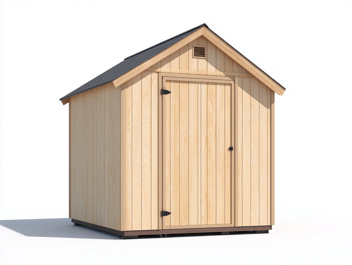 Gartenhäuser aus Holz mit 1 Tür und Satteldach - 180 x 140 x 225 cm - Natur und Schwarz - Geräteschuppen mit Lüftungsöffnung