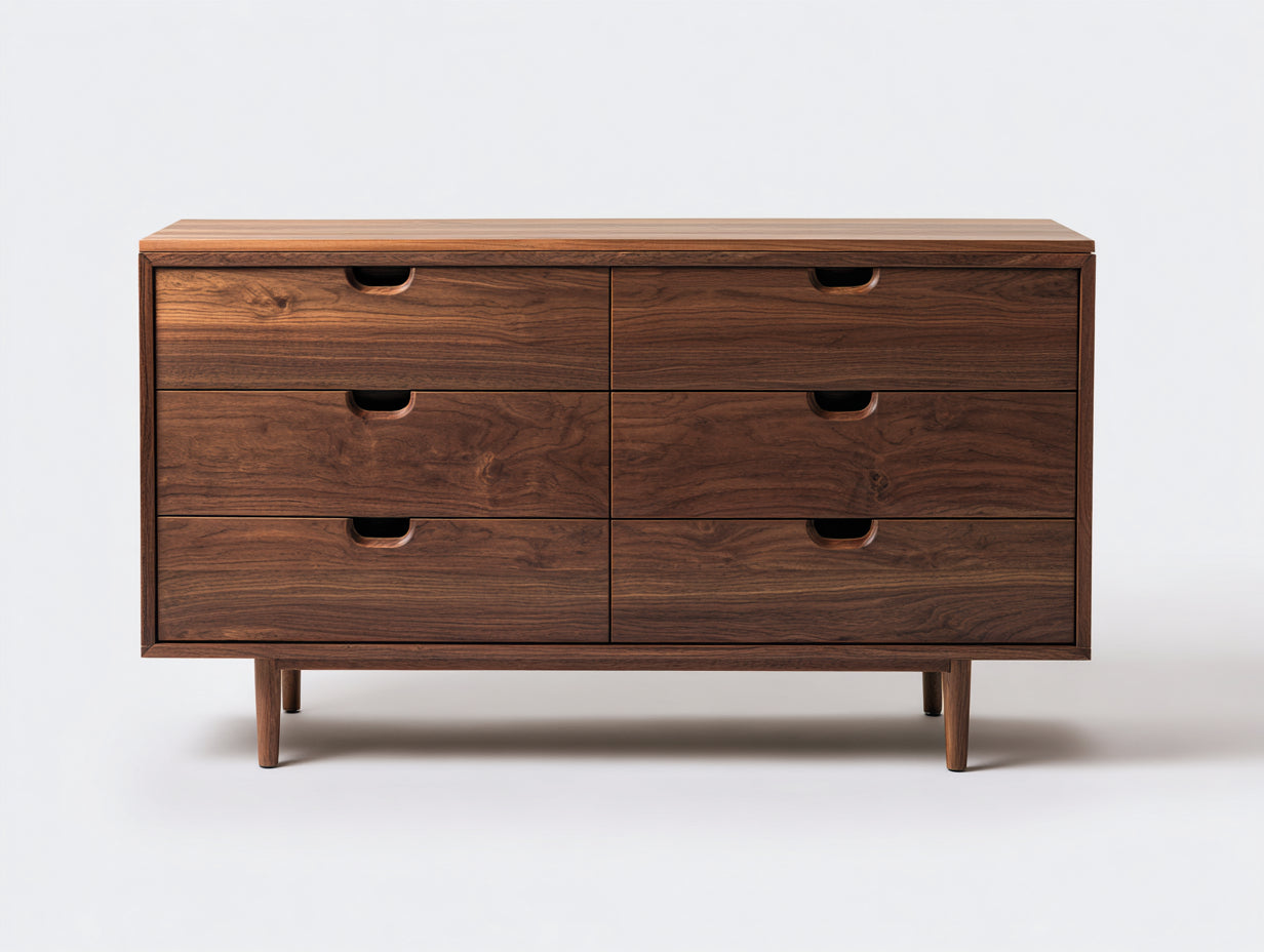 Kommode mit Schubladen Holzwerkstoff 160x45x78 cm - Dunkelbraun-Schwarz - moderne 6-Schubladen-Kommode