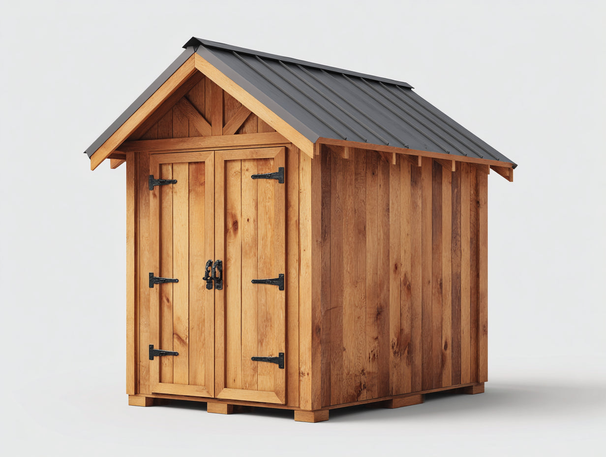 Gartenhäuser aus Massivholz mit Doppeltür 180x140x210 cm - Naturbraun Anthrazit - Gerätehaus mit Satteldach