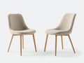Esszimmerstühle im 2er Set mit Strukturstoff und Holzbeinen - 52 x 58 x 84 cm - Creme und Natur - Gepolstertes Schalendesign